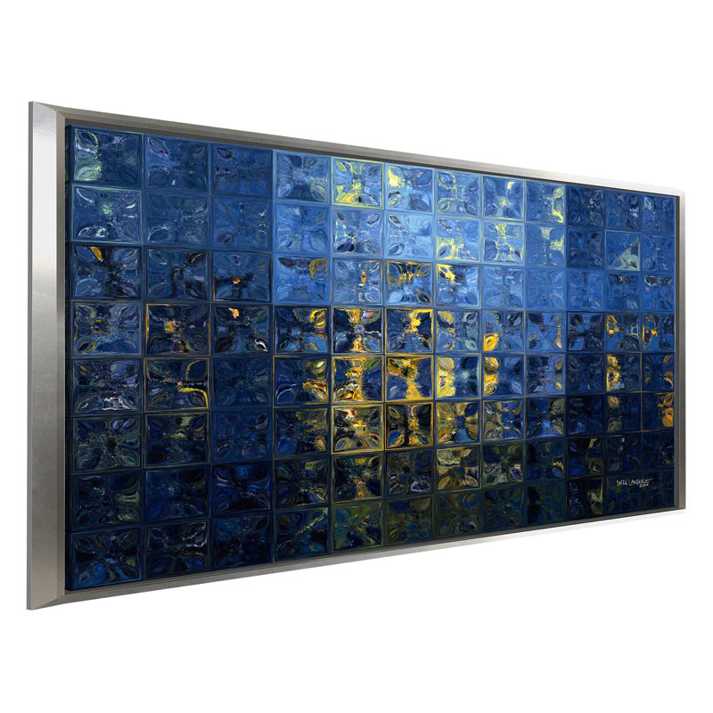 « méditerranéen », reproduction d’art sur toile, H 21,5 po x l 33,5 po x P 2 po, Cadre flottant argent