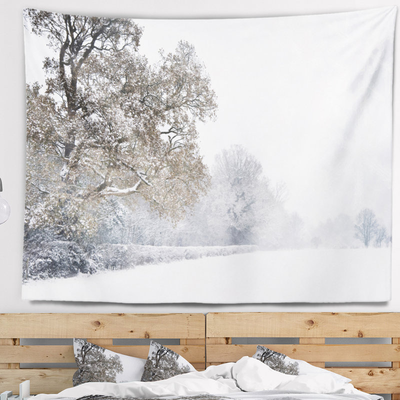 Tapisserie de neige hiver noël Landscape, H 32 po x l 39 po