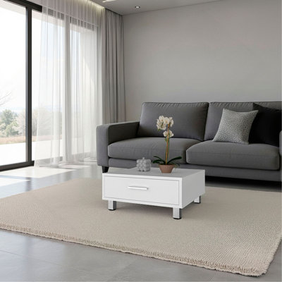 Table basse Athens, un tiroir, quatre pieds, blanc
