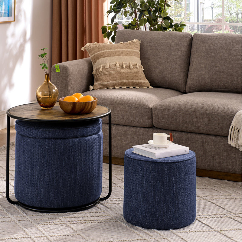 Table multifonctionnelle bleu foncé avec rangement et console de jeu polyvalente et fonctionnelle, Lin bleu foncé