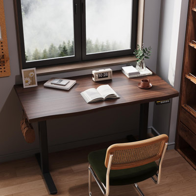 Structure de bureau électrique noire à deux moteurs, pieds de bureau épais et renforcés, pour la maison et le bureau, hauteur et longueur réglables, puissants moteurs intégrés de 350 lb avec 3 réglages de mémoire de hauteur.