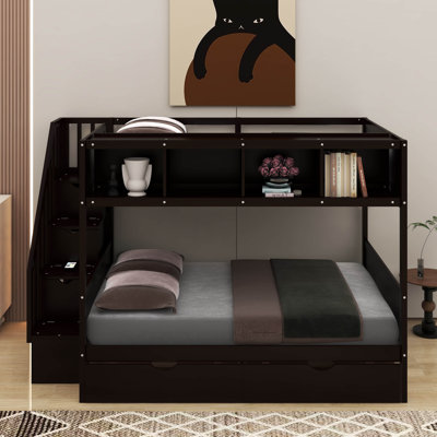 Twin Over Full Bunk Bed With Storage Staircase And Drawers