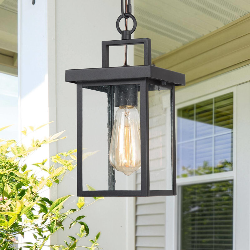 Dekotah Black 1 -Light Outdoor Pendant, 5.9" H x 5.9" W x 10.4" D