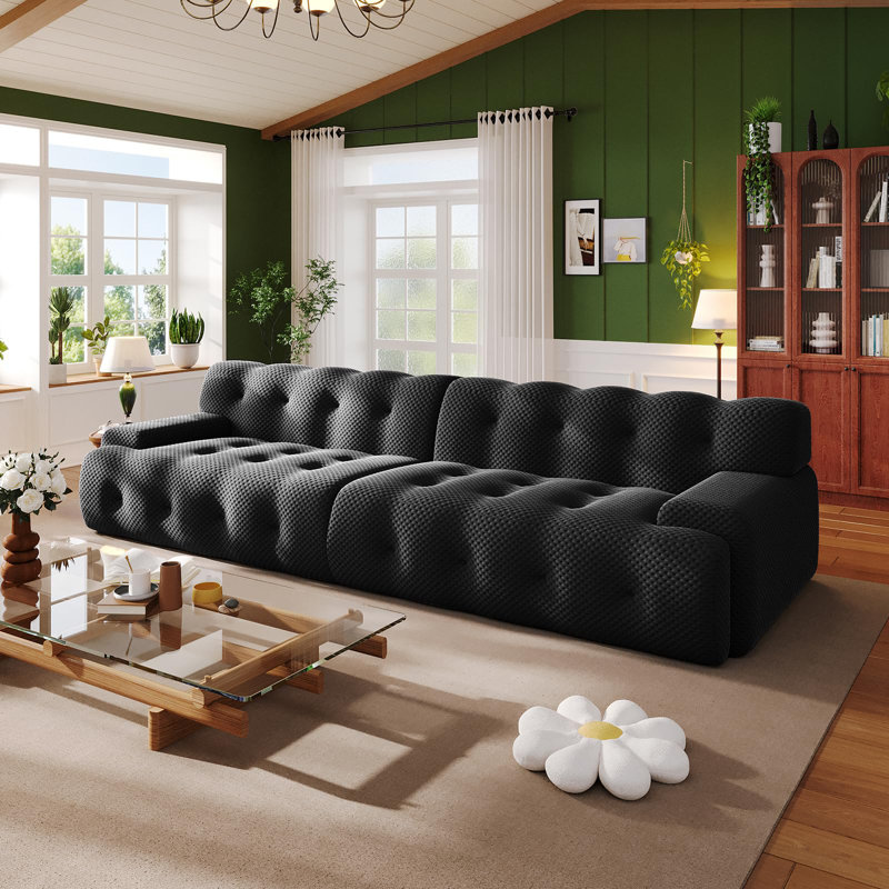 Canapé modulaire rembourré 118 pièces 2 pièces pour salon 118 po, Noir