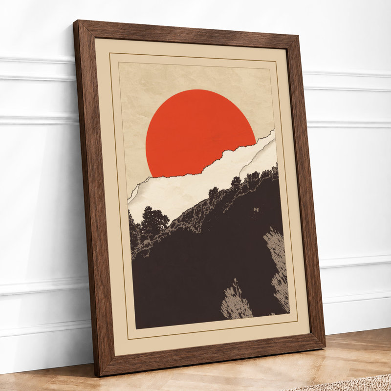 Solitary Sun Minimalist - Print, A2 - 59.4 x 42.0 cm, Walnut