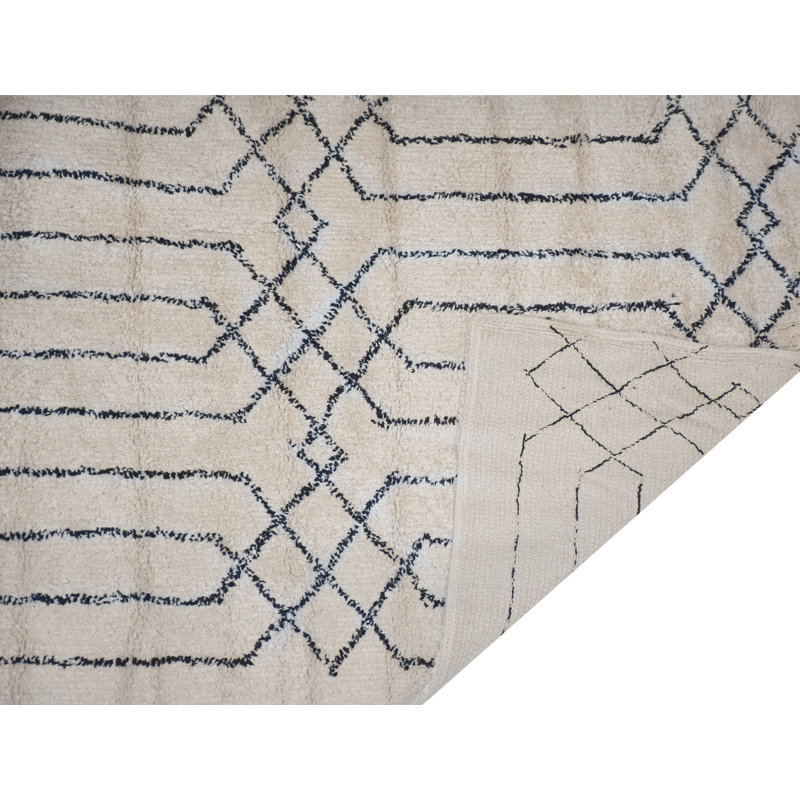 Deemer Geometric Hand Woven Shag Area Rug, Rectangle 120 X 180cm