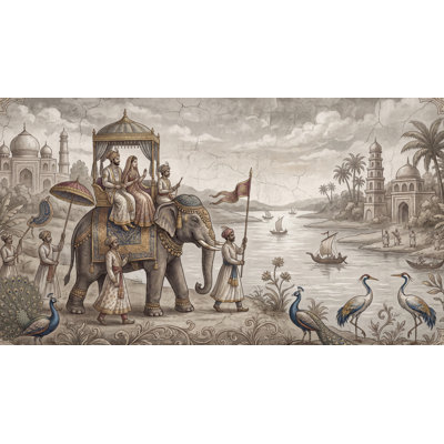 Adhésif mural procession moghole éléphant royal