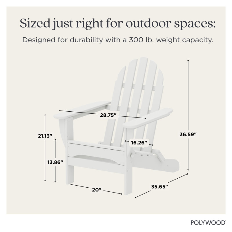 Chaise Adirondack pliante POLYWOOD Classic Adirondack, Blanc
