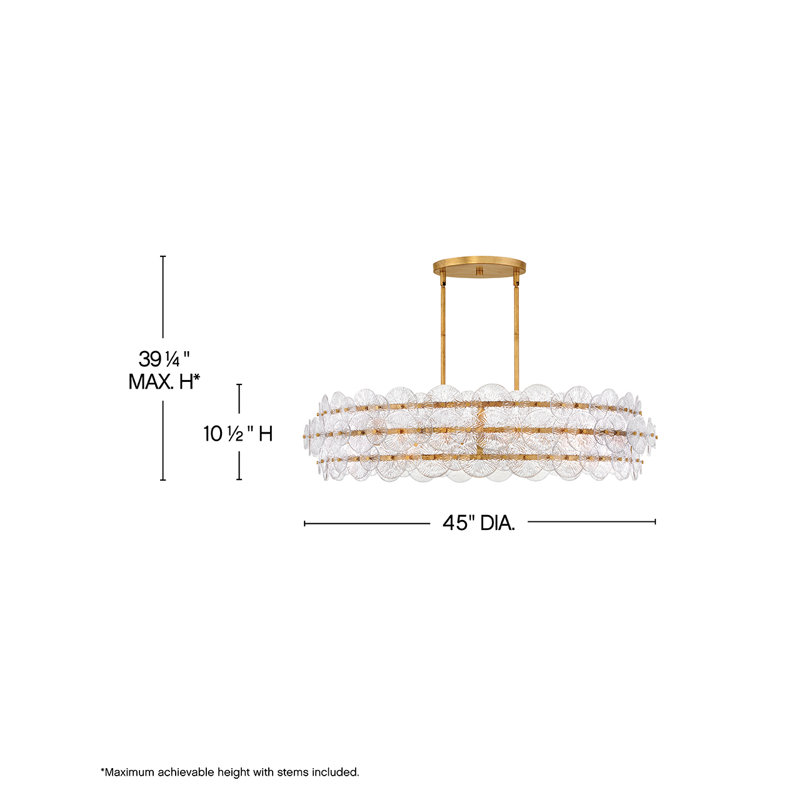 Rene 8 - Light Steel Dimmable Drum Chandelier