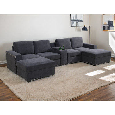 Upholstered L-Shaped Sectional Reversible