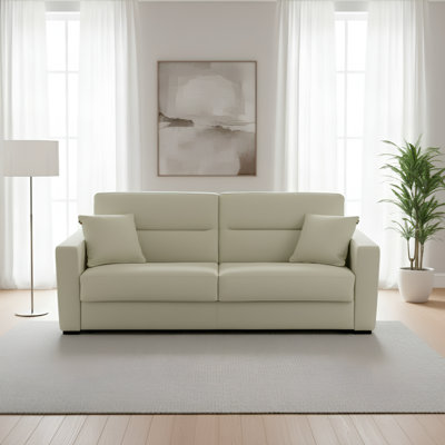 Björgúlfur 81" Genuine Italian Top Grain Leather Queen Sleeper Sofa Bed with Memory Foam Mattress