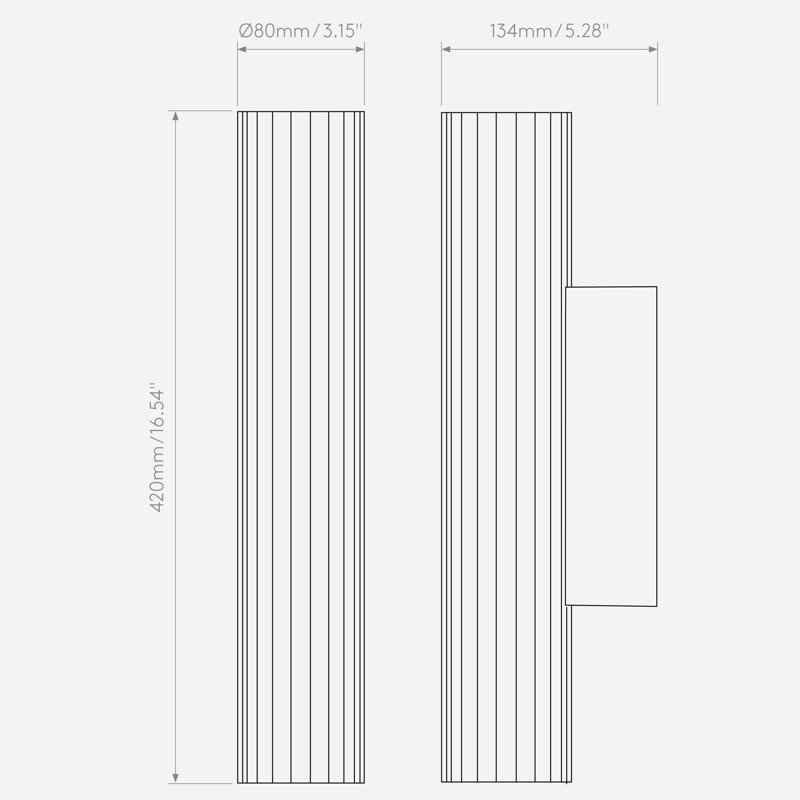 io 2700K, 470 Lumens, 16.54" H x 3.15" W x 5.28" D, Polished Chrome