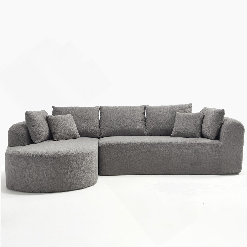 109 Inch Cloud Sectional Couch, Boneless Sofa For Living Room, Corduroy Modular Couch With L Shape Chaise, Modern Compressed Sofa In A Box, Memory Foam Filling (LIGHT GREY)
