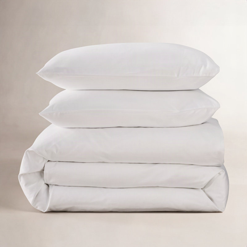 Danfield Cotton Sateen Duvet Cover Set, White, King / Cal King Duvet Cover + 2 Pillow Shams