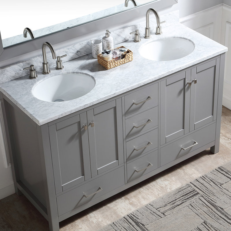Ensemble de meuble-lavabo double 60 po, Gris