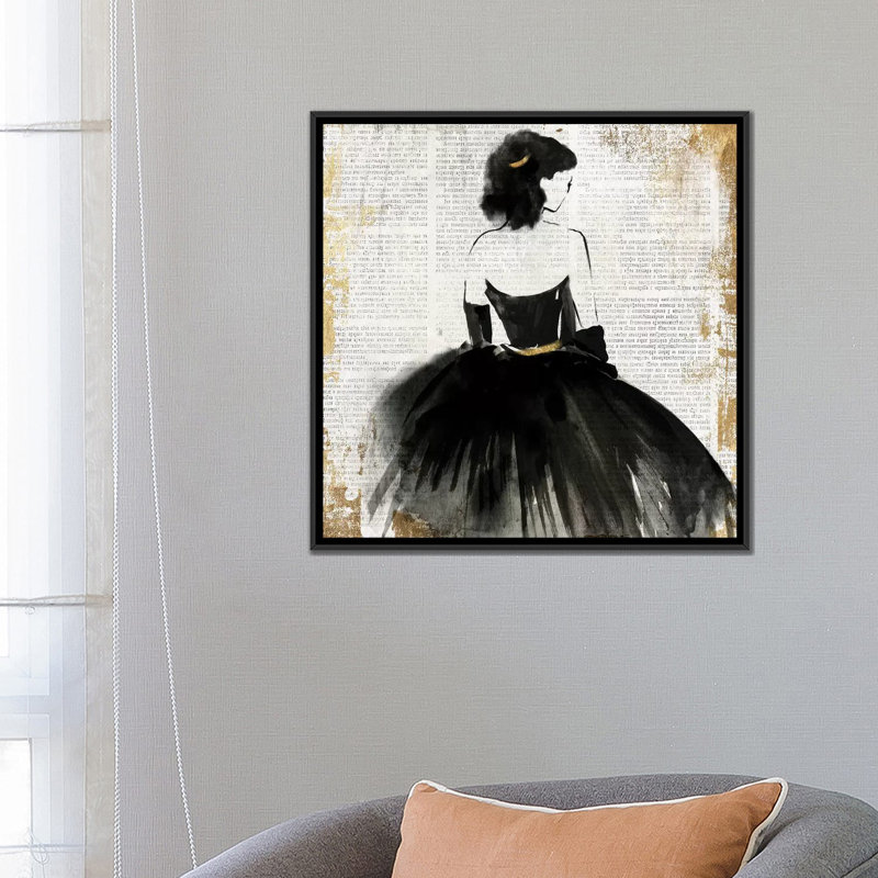 «Lady», reproduction d'impression sur toile, H 18 po x l 18 po x P 1,5 po, Toile avec cadre noir, Pas de tapis