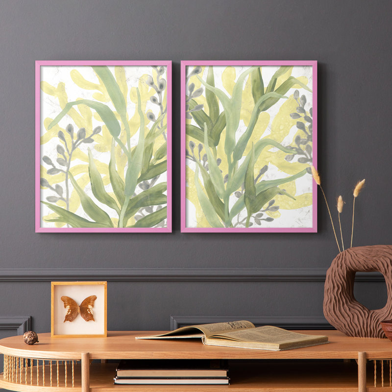 Reproduction encadrée Sea Grass Fresco I-Premium - prête à être accrochée - aucun clou requis - aucun clou requis, Rose