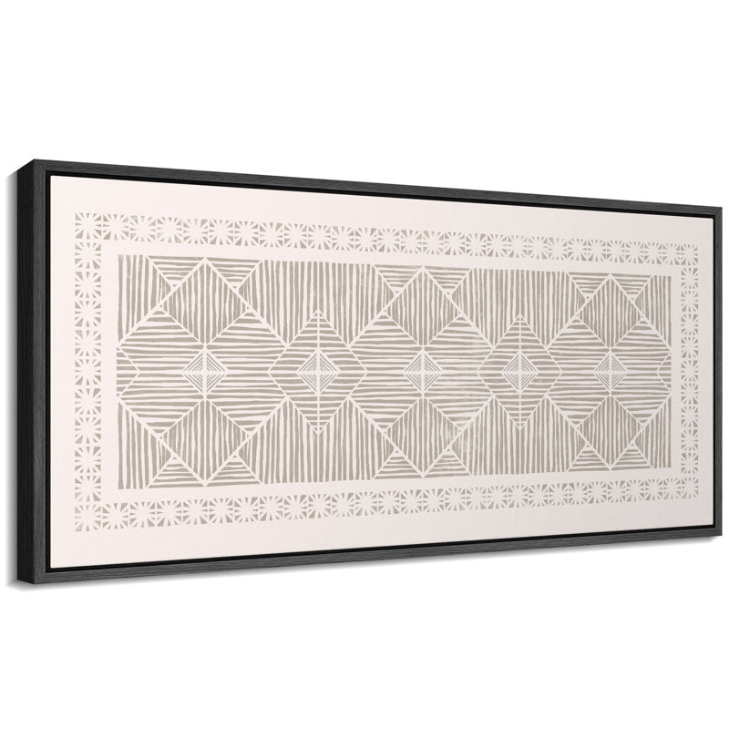 "Geometric Line", motif monochrome abstrait encadré sur toile, H 30 po x l 60 po, Noir, noir, noir, noir