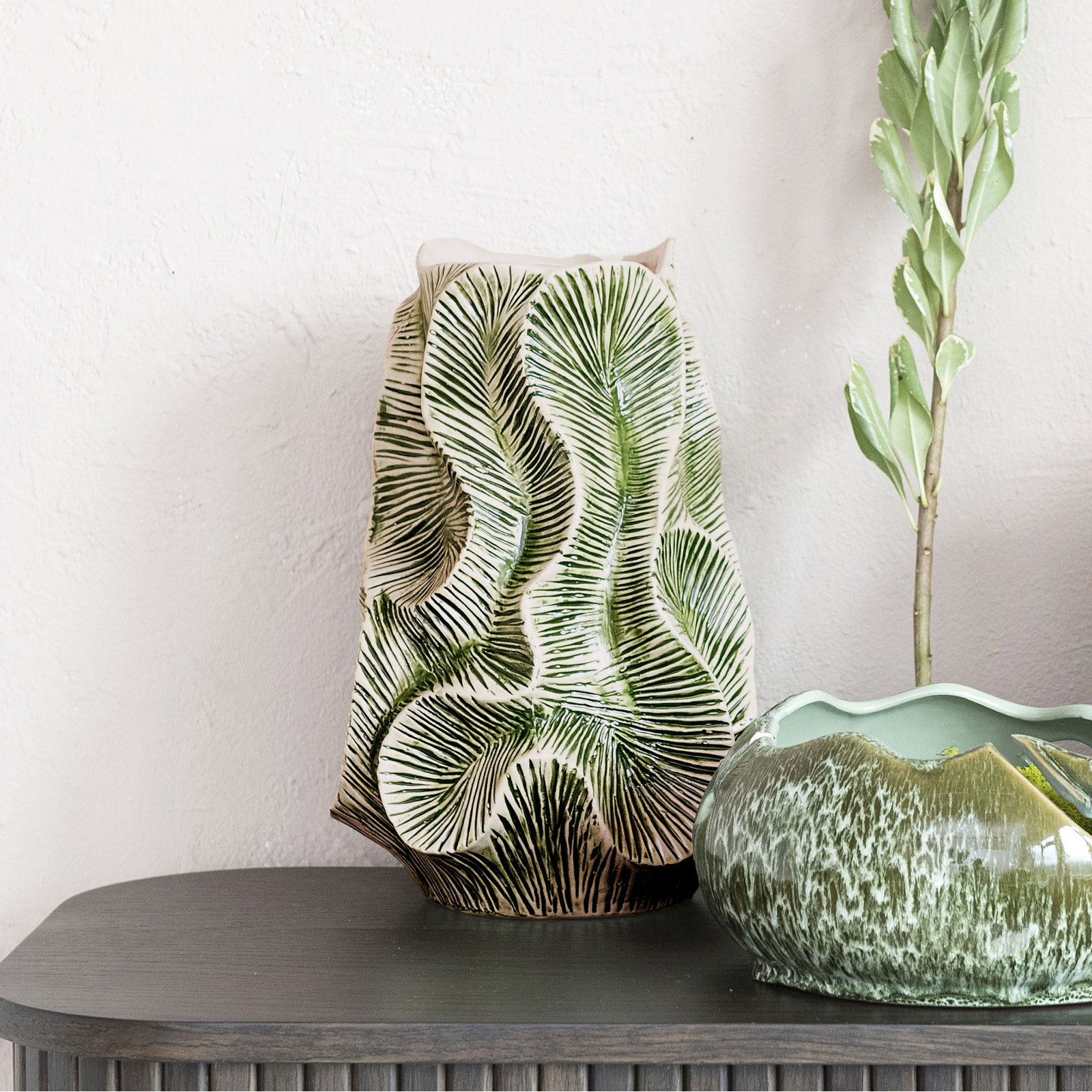 Fieldway Stoneware Table Vase, Green