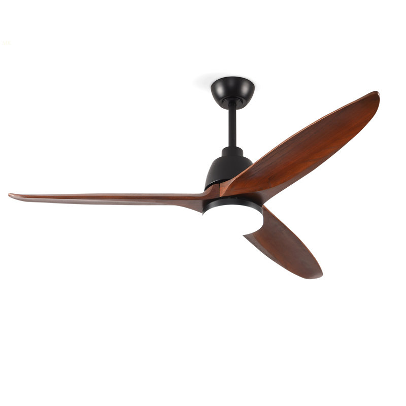Hot Sales 52 Inch Indoor Gold Ceiling Fan With Dimmable LED Light 3 Solid Wood Blades Remote Control Reversible DC Motor