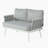 Steel Loveseat And Table, Off White+Grey-1093666206