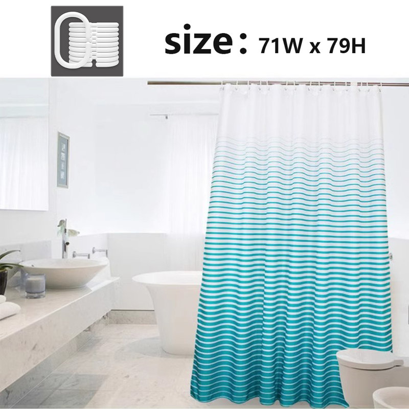 Shower Curtain With Hooks Included, 79"H x 71"W