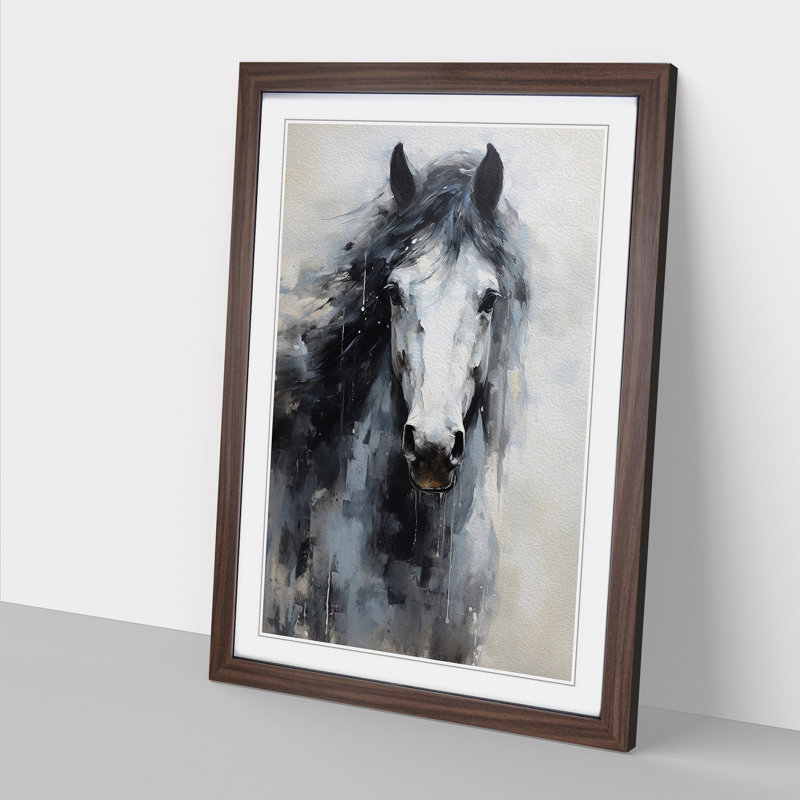 Shire Horse Impressionism Framed Print, 34cm H x 25cm W x 2cm D, Walnut