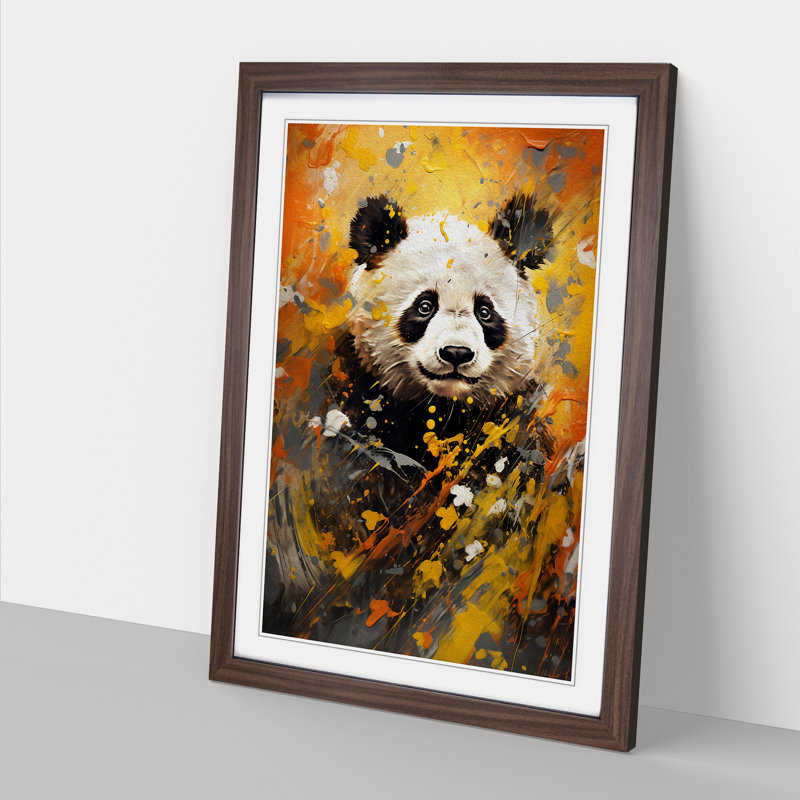Panda Expressionism No.2 - Framed Print, 46cm H x 34cm W, Walnut Framed