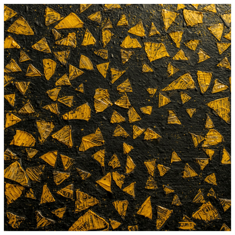 Housses de couette à éclats triangulaires jaunes, Grand lit