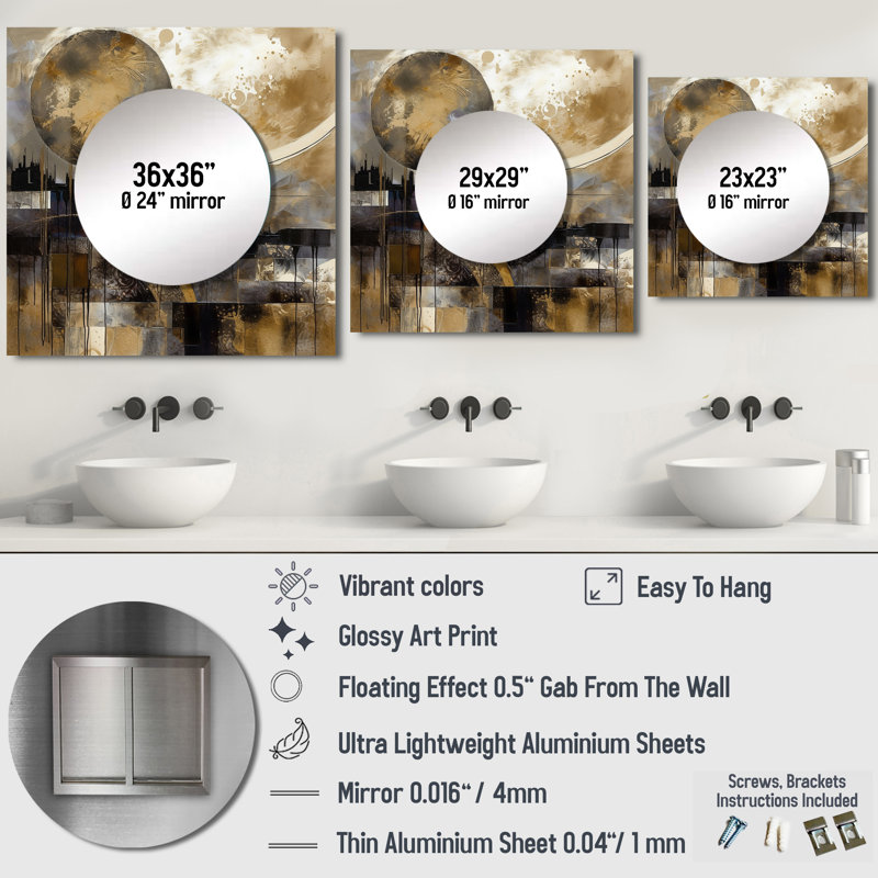 Raniyha - Miroir mural moderne pour chambre à coucher, 23 po x 23 po
