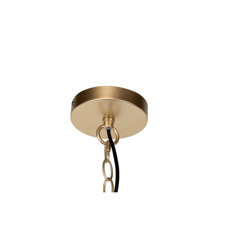 1 - Light Drum Pendant, Dark Green/Gold Rose
