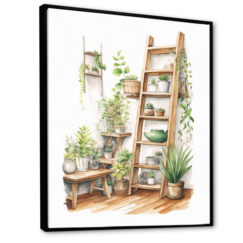 «Natural Bathroom Decor XX XXV», reproduction sur toile, H 16 po x l 32 po x P 1 po, Cadre flottant noir