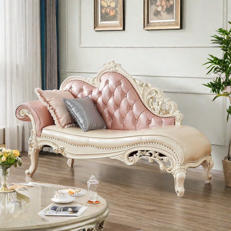Canapé de luxe en bois massif American, Beige / Rose, Beige