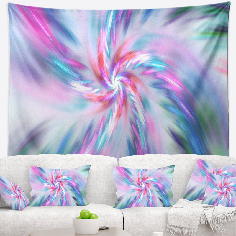 Tapisserie florale exotique bleu clair, H 68 po x l 80 po