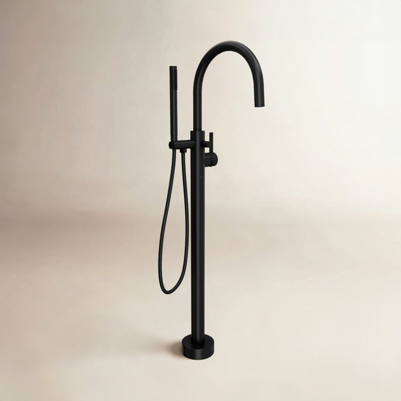 Tenerife Single Hole Floor Mount Tub Filler Trim, Matte Black