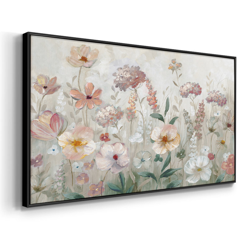 «Field of Spring» - Toile tendue avec châssis encadré - Prêt à être accroché, Noir, H 21 po x l 41 po