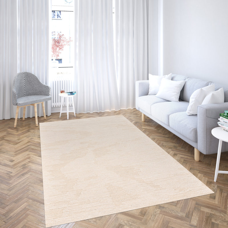 Niquan Abstract Ivory Hand-Hooked Area Rug, Rectangle 8' x 10'