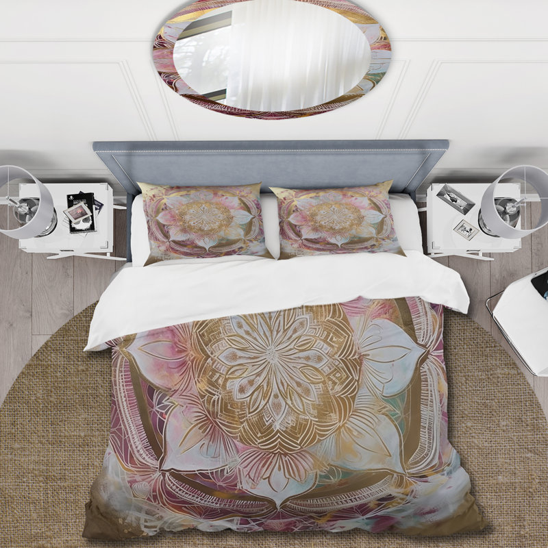 Ensemble de housse de couette Rose Gold Mandala II - Boho Mandala, Housse de couette très grand et 2 très grandes t