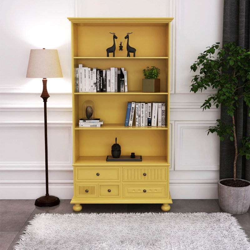 Vitrine en bois massif de style américain, Jaune