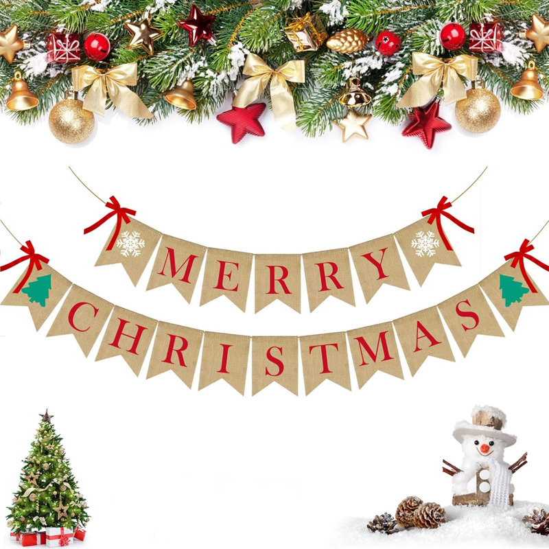 Merry Christmas Banner Burlap