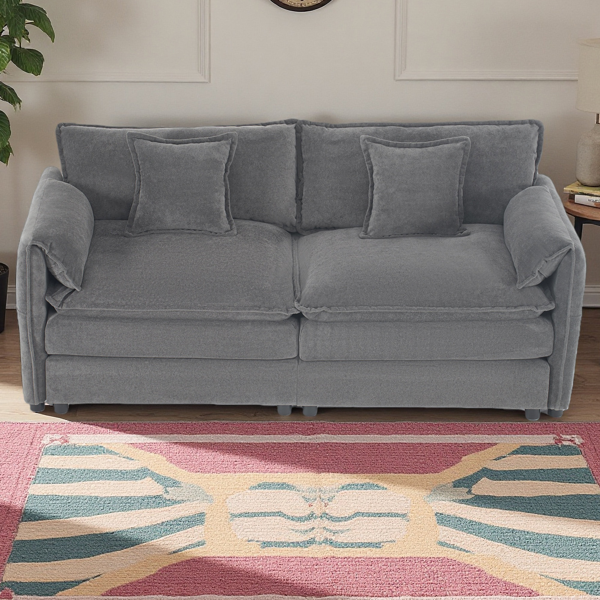 Wrought Studio Oversized Chenille Loveseat Sofa, Oversized 2-Seater ...