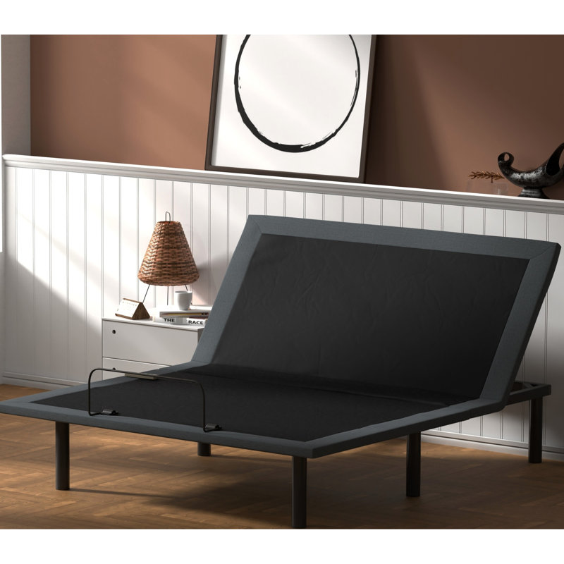 Base de lit réglable Btx4 pour lit simple - tête et pied réglables, fabrication en acier, assemblage facile, réglage noir et gris, télécommande sans fil, plateforme en contreplaqué,