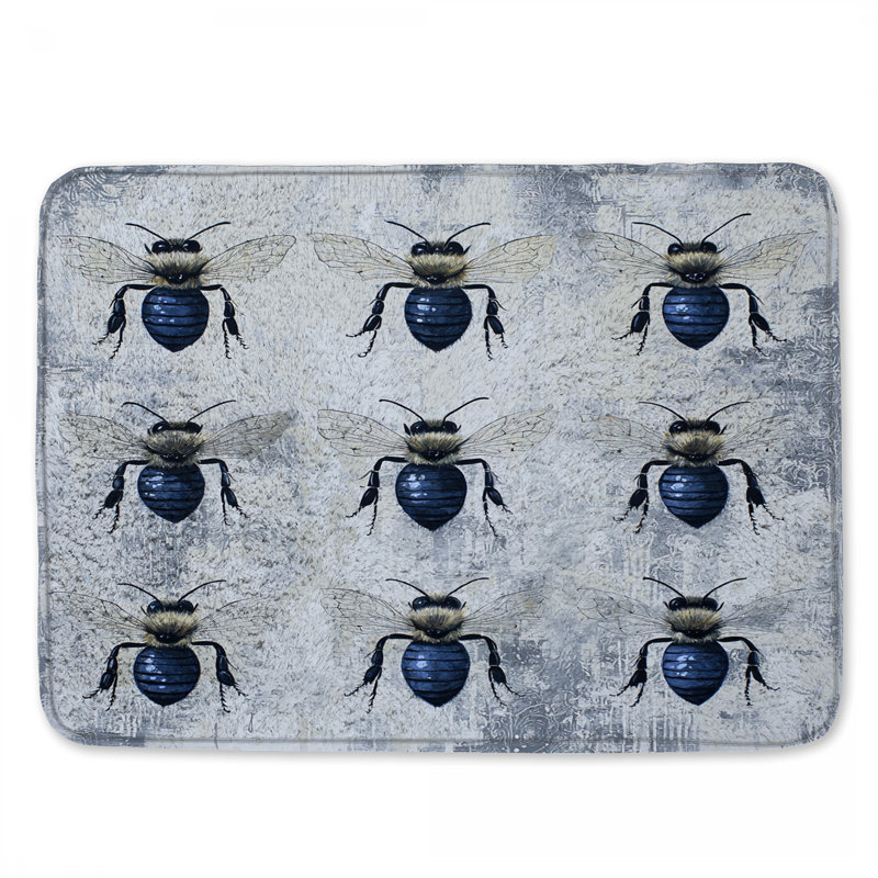 Tapis de bain Blue Honey Bees, L 34 po x L 21 po