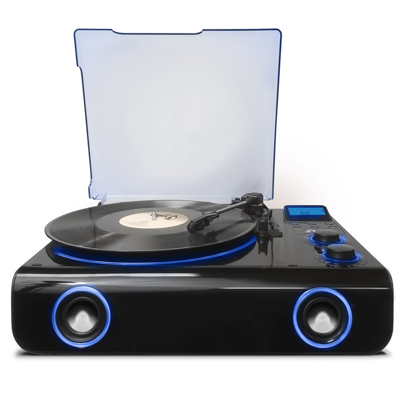 Beacon 5-in-1 Turntable System with Record Player, Bluetooth, FM Radio, Built-in Stereo Speakers & LED Accent Lighting