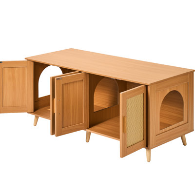 Meuble à chat en bois pour 2 chats, avec une esthétique cachée. Portes, poignée en alliage d'aluminium de haute qualité avec aspiration magnétique. 47,2 x 19,7 x 21,7 dans un espace spacieux, 4 portes et