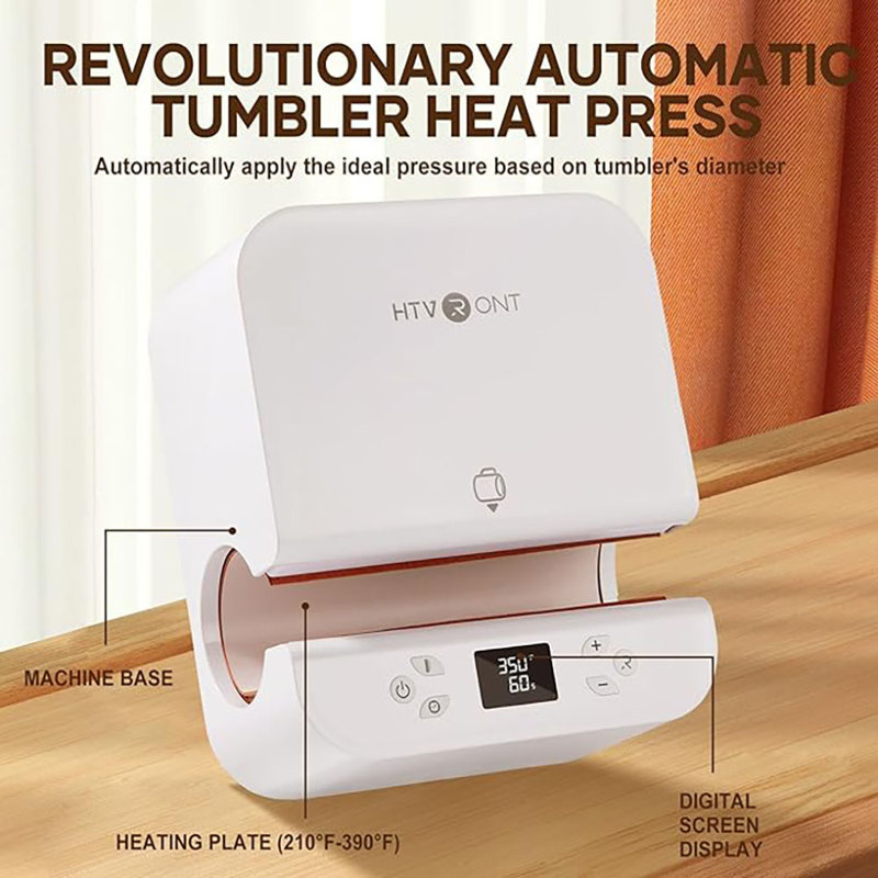 HTVRONT Automatic  Heat Press Machine Light Blue &Automatic Mug Heat Press Machine White