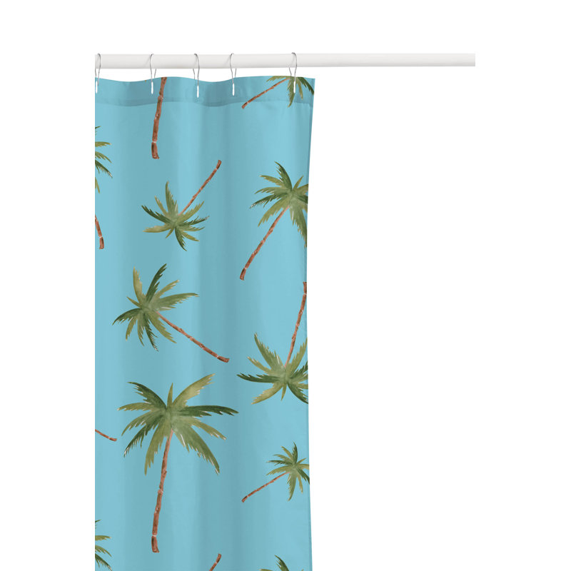 Summer Lemon Ultra-Thin Lightweight Shower Curtain, Turquoise/Green Floral