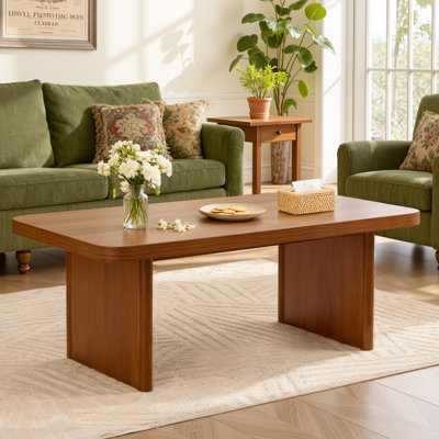 Table basse 47,2 "Modern Farmhouse avec pieds en pin massif et coins arrondis