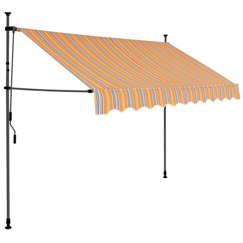 Dakota Fields Fabric Cover Retractable Patio Awning, 2.5m W x 1.2m D, Yellow/Blue