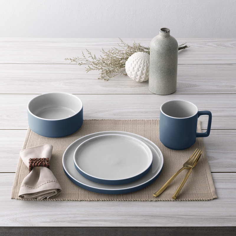 Couvert individuel 4 pièces Noritake ColorTrio Stax, Bleu